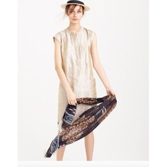 J.Crew Gold Lamé  Cap Sleeve Shirt Dress Size 2 Style C9227 - Picture 1 of 9